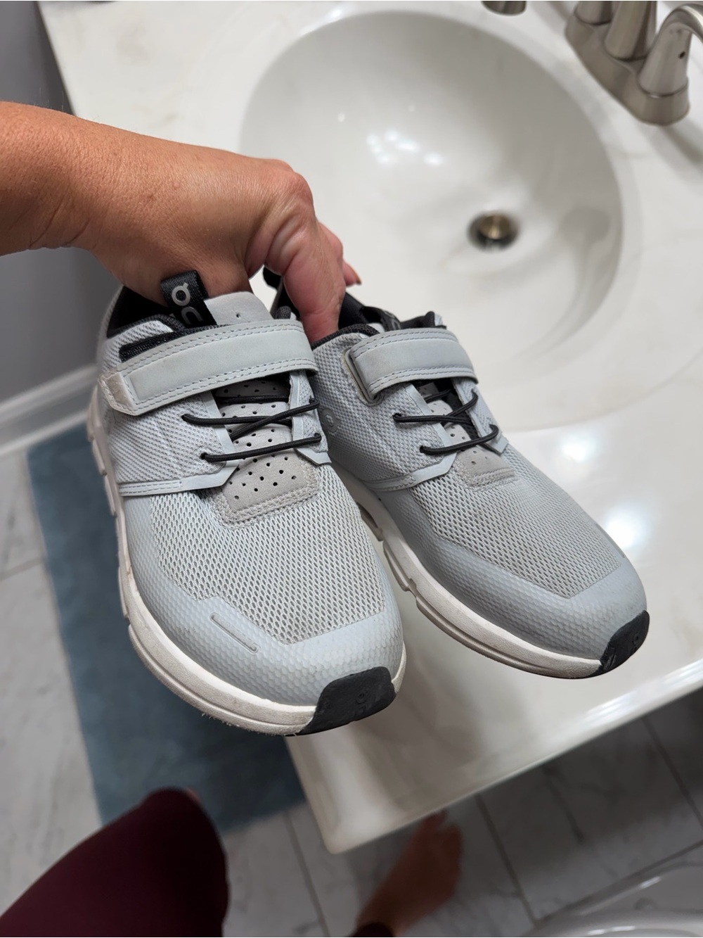 Light Gray Kids Athletic Sneakers with Hook-and-Loop Strap